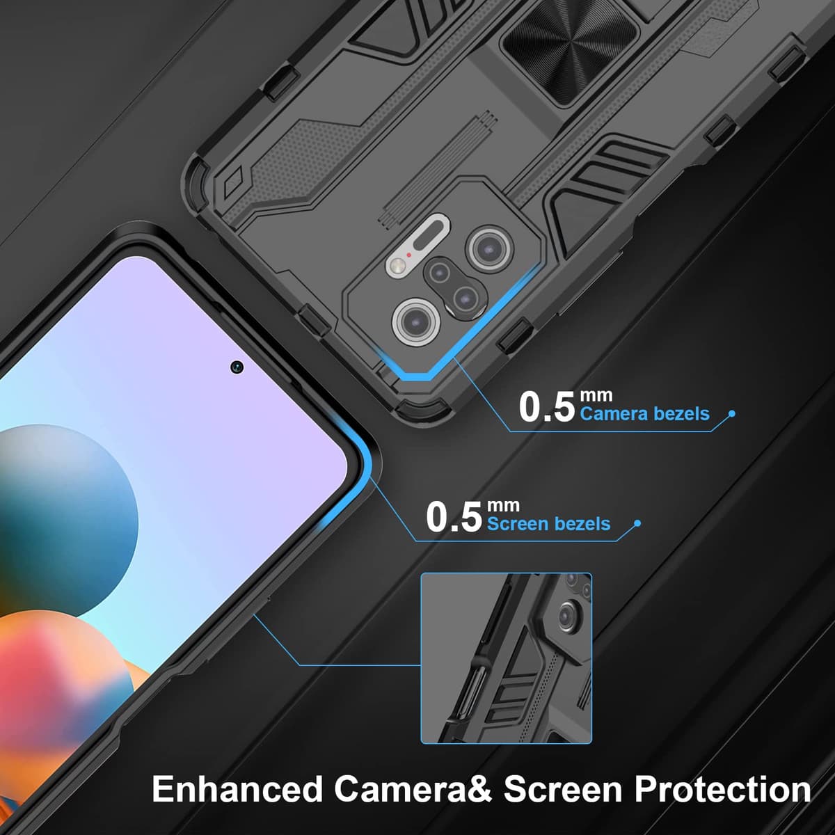 Funda para CMF Phone 2 Pro, Carcasa Antigolpes con Soporte anular metálico, Case Protectora de Grado Militar, Negro — view 1164