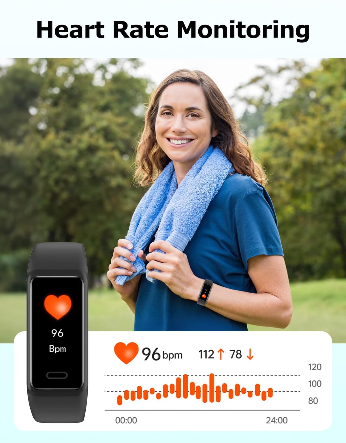 Cloudpoem Fitness Watch with Heart Rate,Sleep Monitor,Step Counter,Calorie Counter,IP68 Waterproof Fitness Tracker with Pedometer for Women Men,SMS/SNS/Call Notification for Android iOS Smartphones — view 5