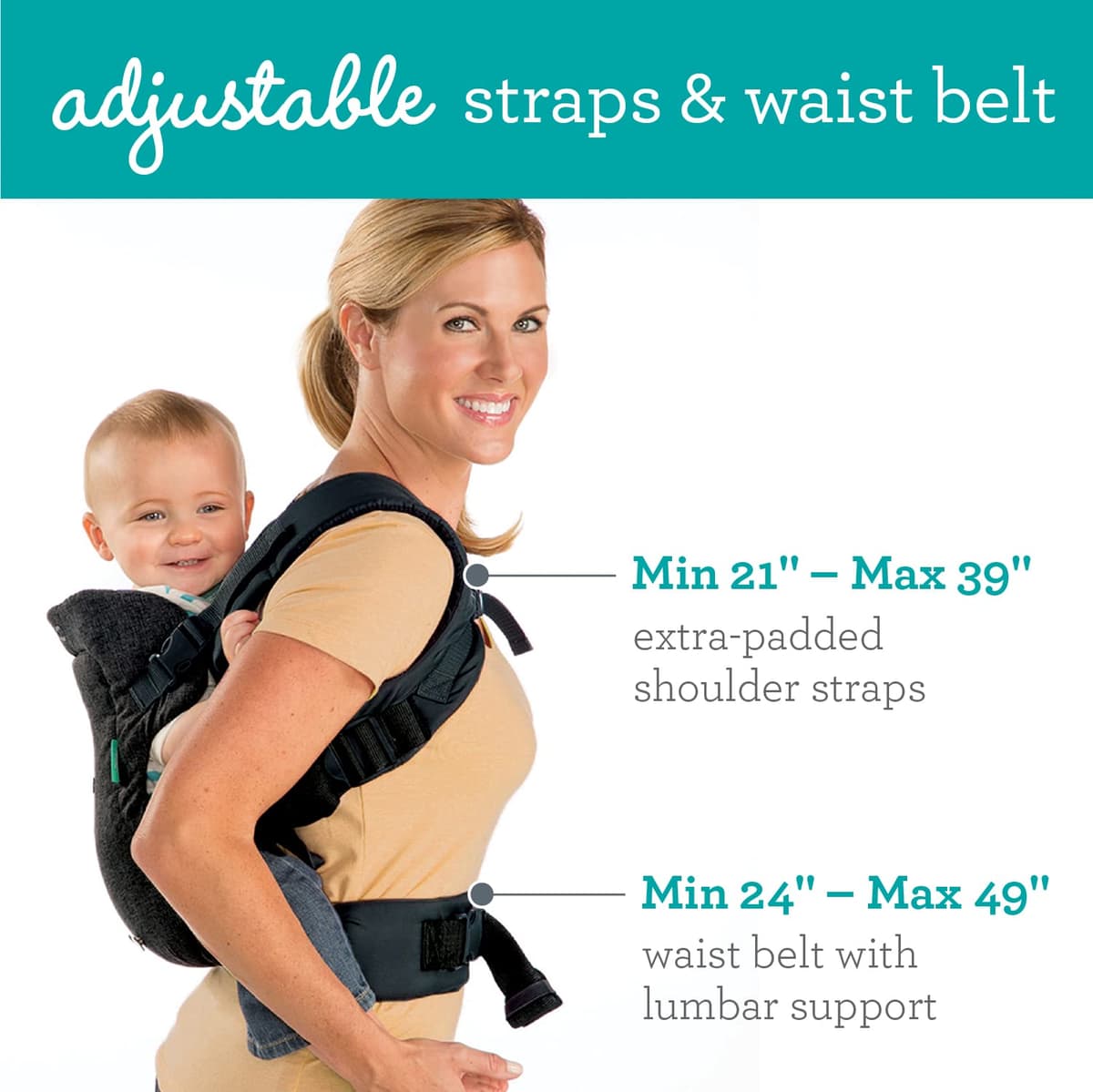 Infantino Flip Advanced 4-in-1 Baby Carrier - Ergonomic, Convertible, Face-in and Face-Out Front and Back Baby Carrier for Newborn to Toddler 3,6-14,5kg, Black — view 3