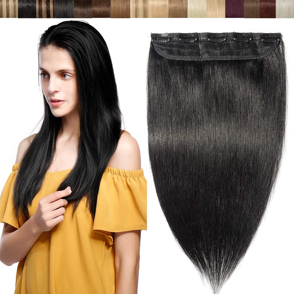 12 inch Clip in Hair Extension Human Hair One Piece 100% Real Remy [#2 Dark Brown] 3/4 Full Head Straight Hair Pieces for Women Invisible Short (40g) — view 62