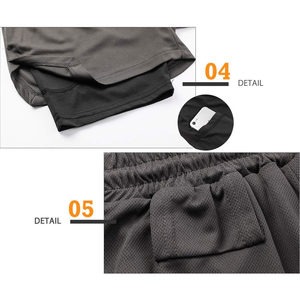 Superora Mens Running Gym 2 in 1 Sports Shorts Breathable Outdoor Workout Training Shorts with Pockets — view 6