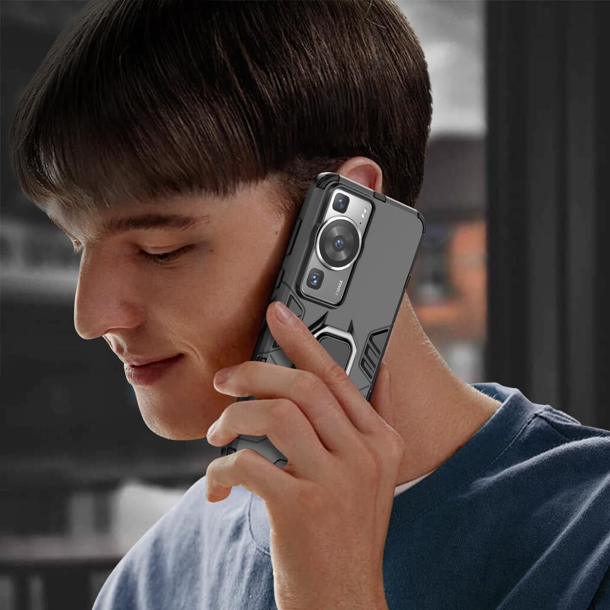 Funda para CMF Phone 2 Pro, Carcasa Antigolpes con Soporte anular metálico, Case Protectora de Grado Militar, Negro — view 430