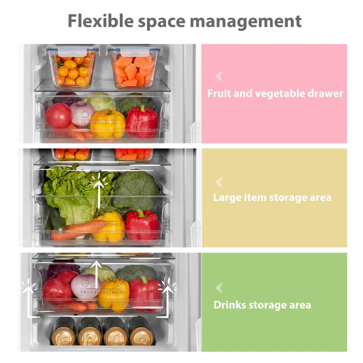 COMFEE' RCB169WH2(E) 174L 70/30 Freestanding Fridge Freezer, 150cm Height, Low Frost, 4-Star Freezer, Quiet 39dB, Adjustable Thermostat, LED Light, Reversible Door, White — view 4