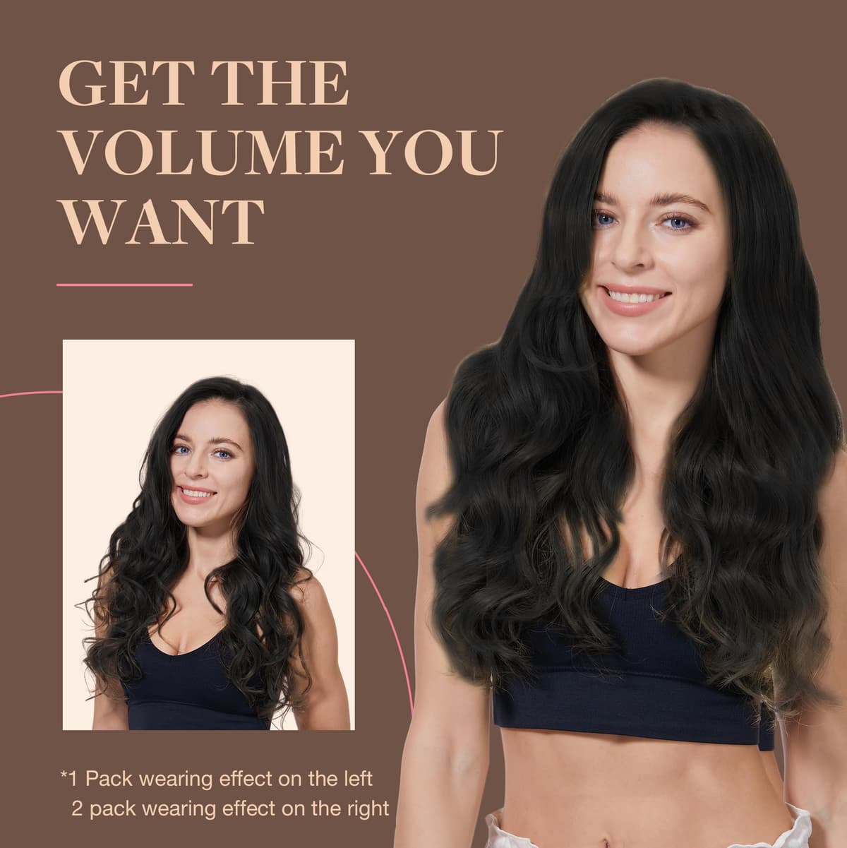 GOO GOO Clip in Hair Extensions Human Hair, 18inch 150g 9Pcs, #2 Dark Brown, Hair extensions for women, Human Hair Extensions Clip in — view 267
