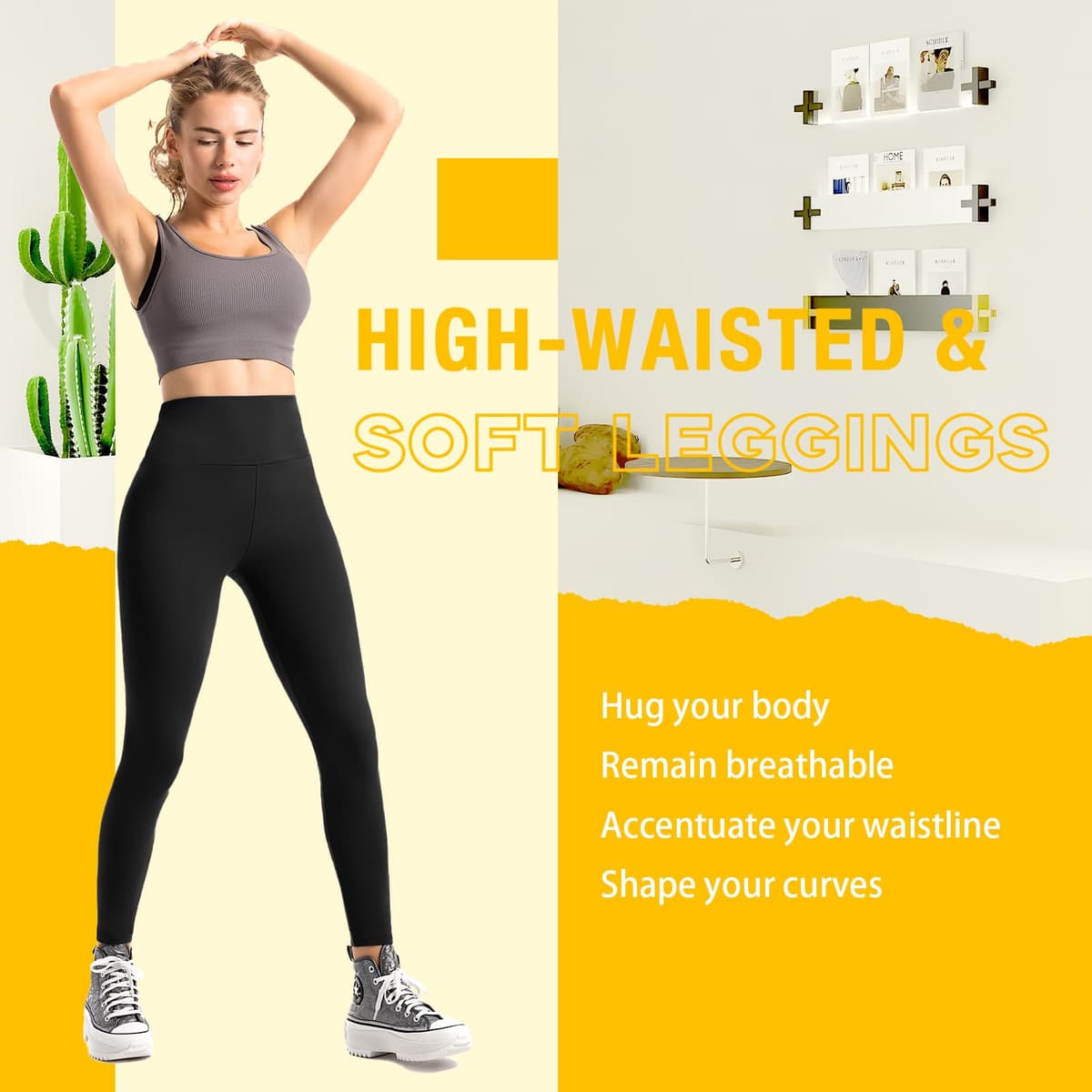 3 Pack Black Leggings for Women, High Waisted Buttery Soft Leggings for Workout Running Yoga — view 3