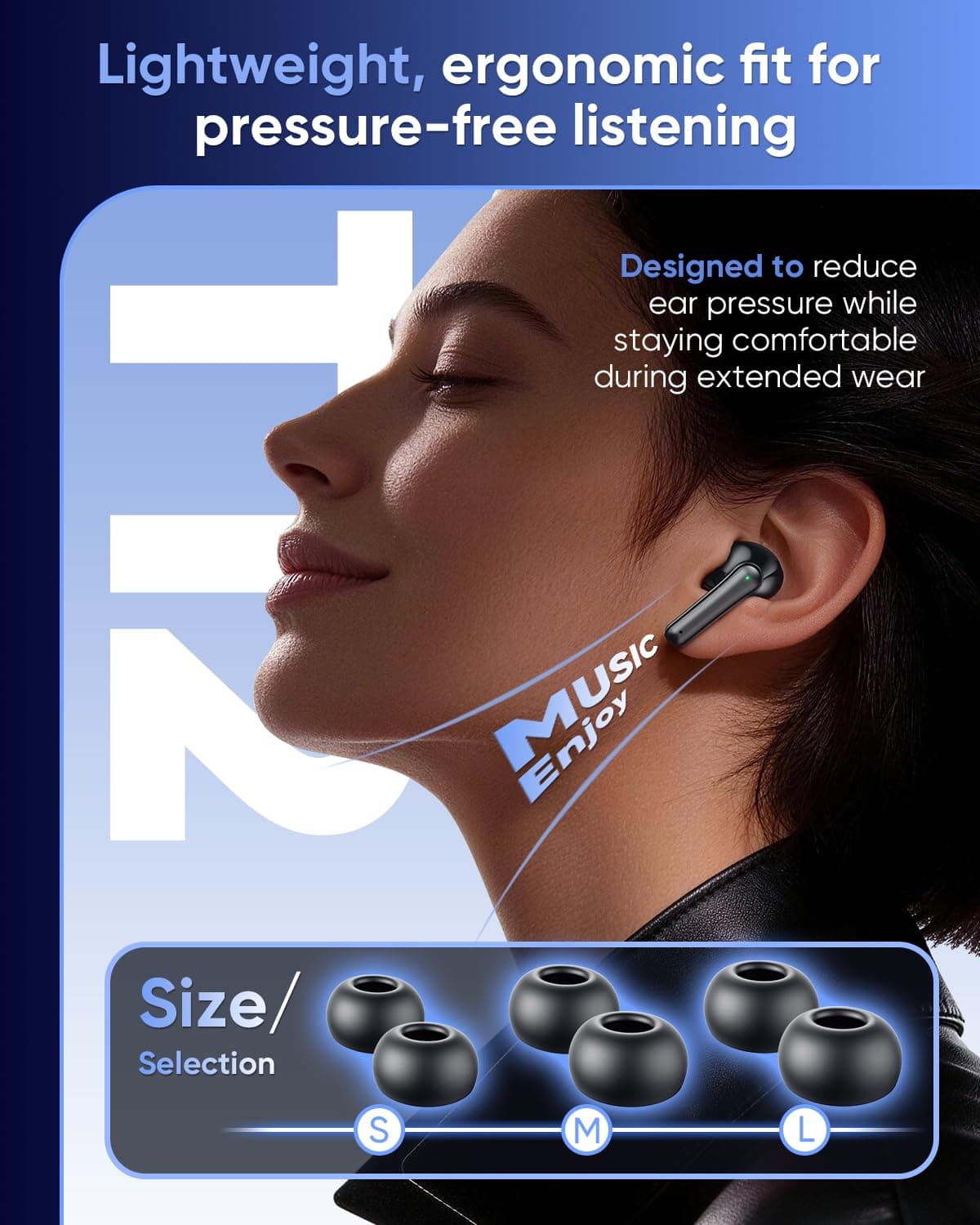 Ear Buds Wireless Earbuds, Bluetooth Headphones 5.4 with 4 ENC Noise Cancelling Mic, 48H Playtime LED Display, IPX7 Waterproof, Deep Bass Stereo – Headphones Wireless for Running, Gym & Gaming, Black — view 3