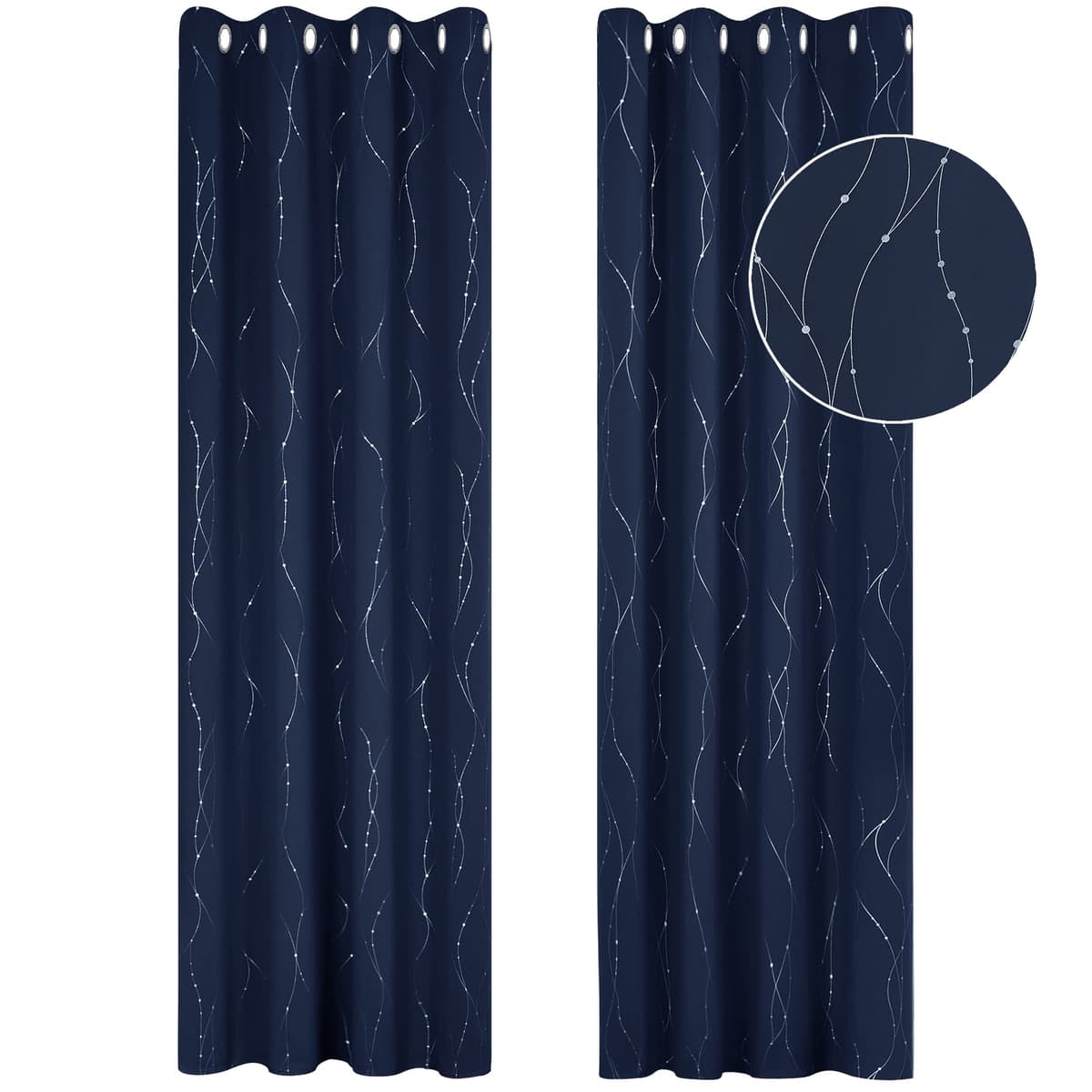 Deconovo Soft Dotted Line Foil Printed Blackout Curtains Thermal Insulated Curtains Eyelet Energy Efficiency Room Darkening Curtains for Bedroom 52 x 72 Inch Light Grey 2 Panels — view 52