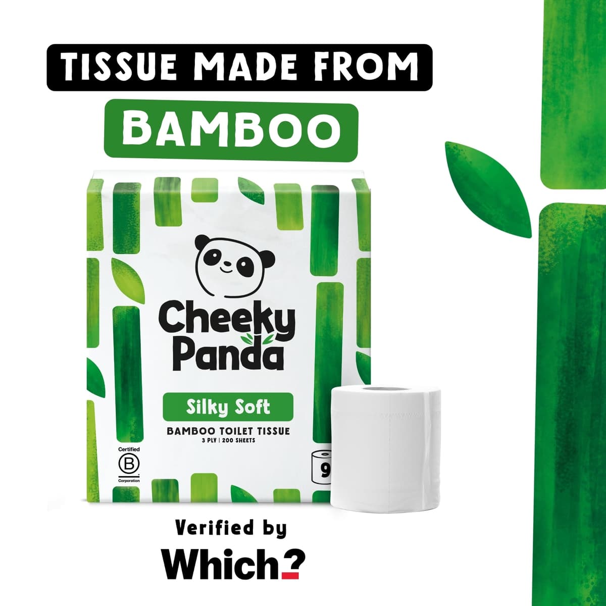 The Cheeky Panda Bamboo Toilet Paper – 9 Rolls of Toilet Paper | Plastic Free Packaging and Sustainable Toilet Tissue | 100% Compostable — view 9
