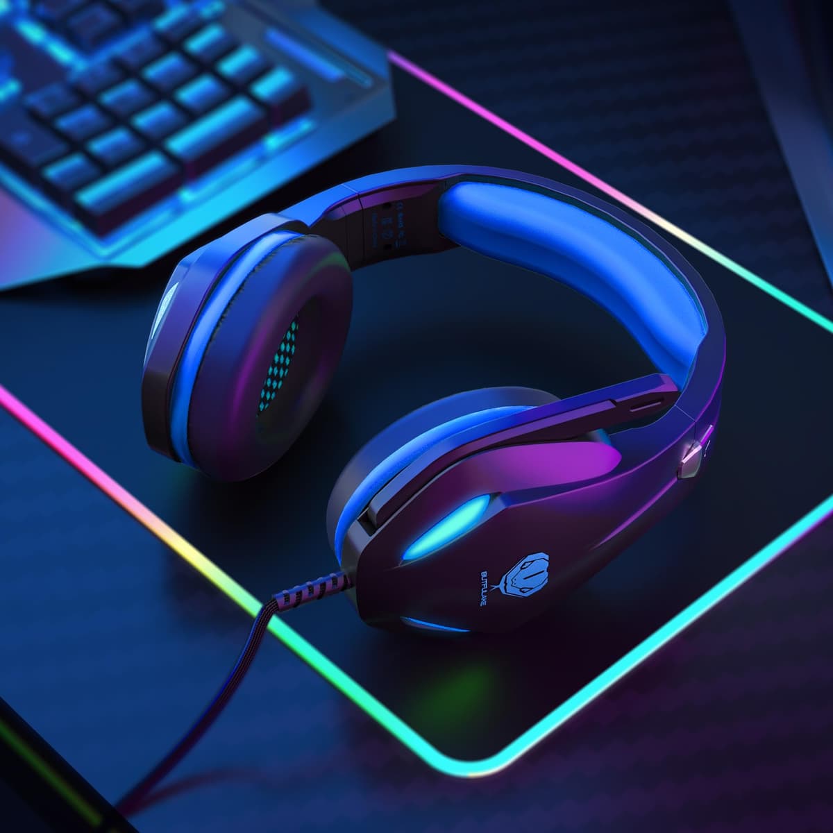 Stynice Gaming Headset with Microphone for Xbox PS5 PS4 PC - 3.5mm Jack Wired Headphones with Noise Cancelling Mic & LED - 50mm Audio Drivers & Soft Earpads — view 9