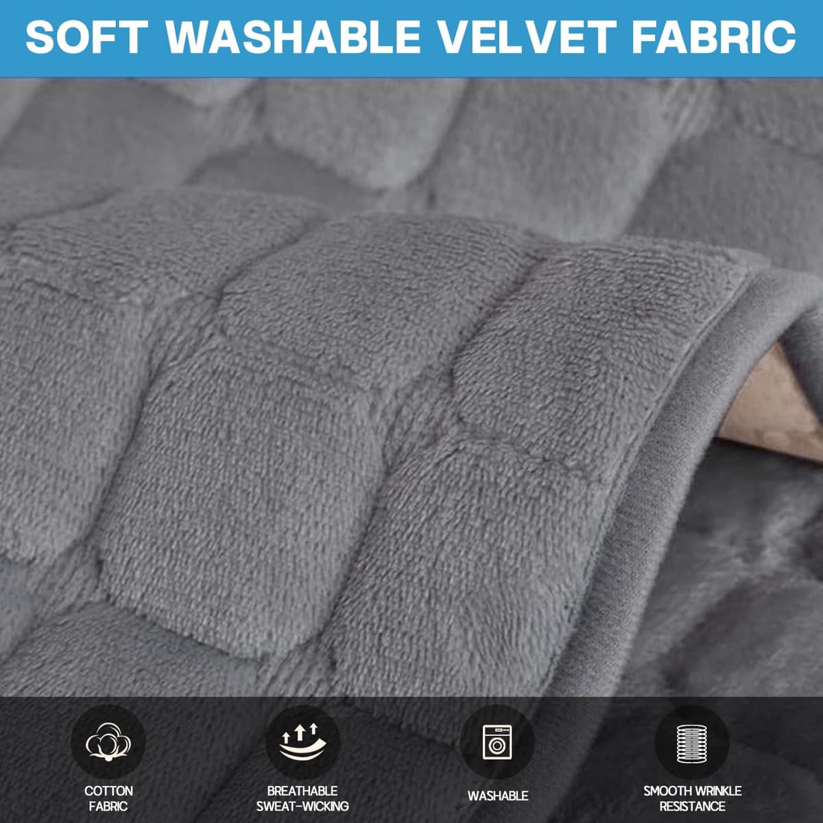LINGKY Soft Flannel Sofa Covers Washable - Sofa Cushion Covers, Non-Slip Sofa Cover 1 2 3 Seater Couch Covers for Sectional Sofa, Sofa Slipcovers L Shape Furniture Protector (Grey, 70x70cm) — view 6