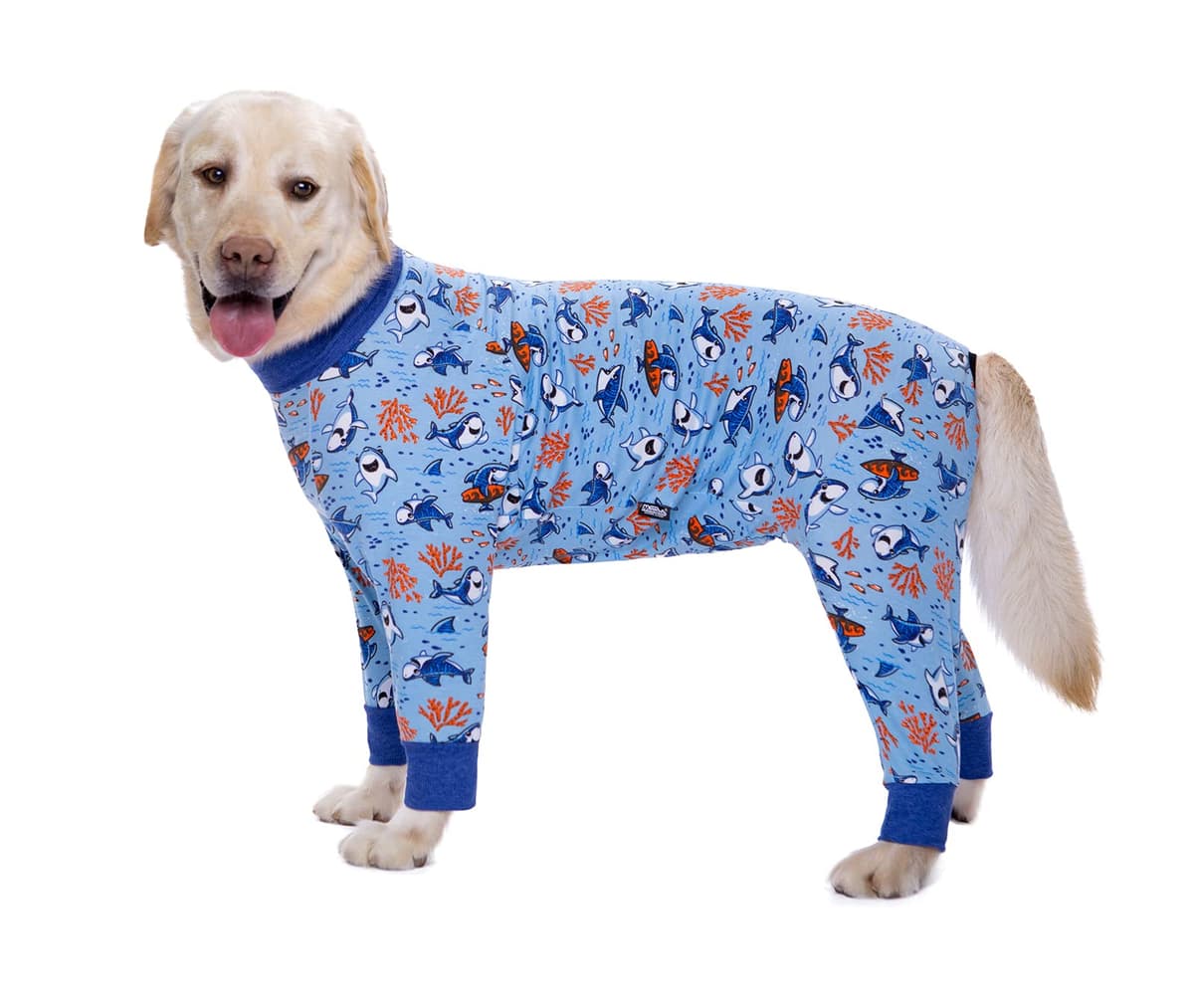 Large Dog Clothes, Elastic Pet Onesie Clothes Protect Joints Anti-hair Anti Licking, Wound Protection Pet Pajamas PJS Dog Jumpsuit For Medium Large Dogs(4XL,Blue Shark) — view 2