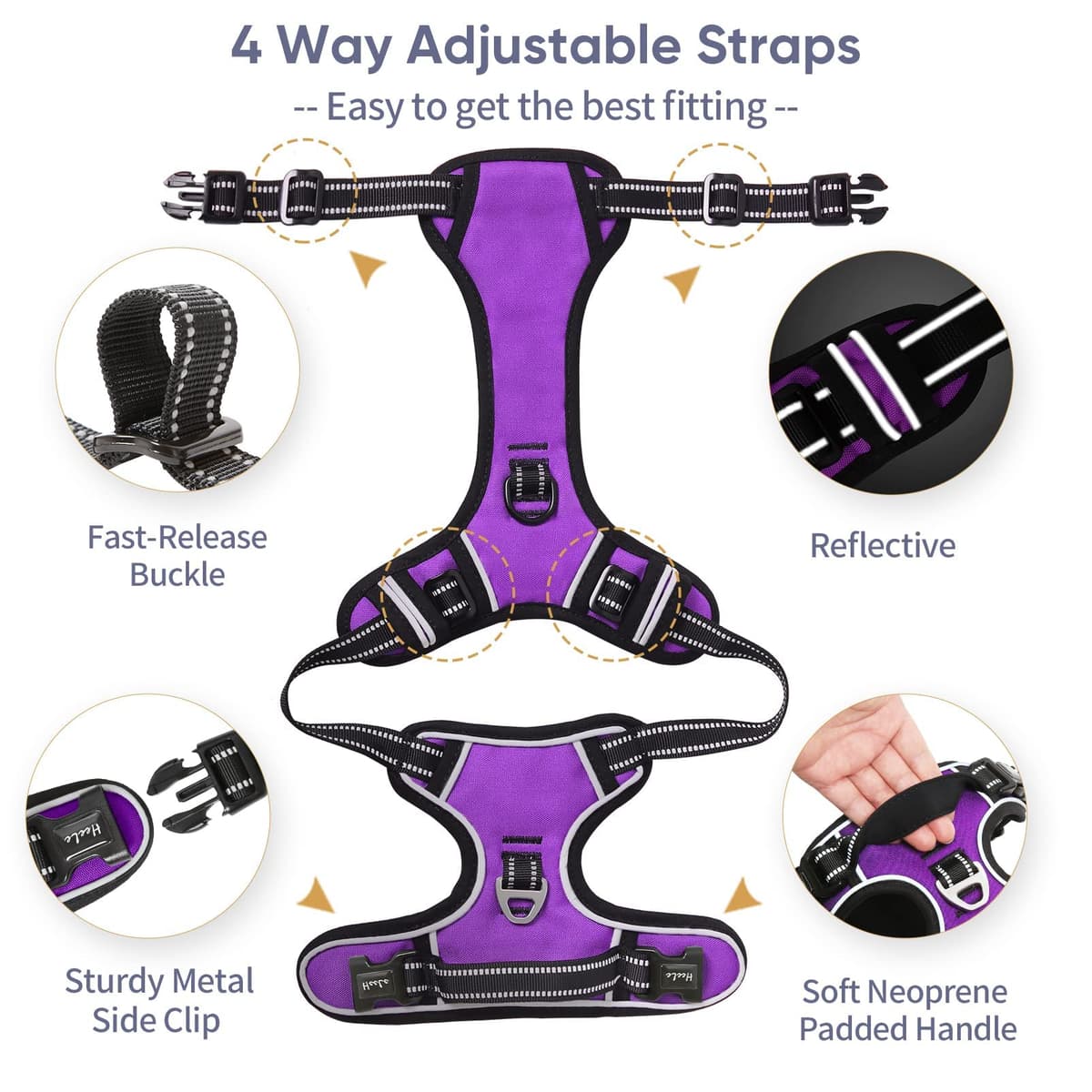 HEELE Dog Harness Medium No Pull Dog Vest Harness with Soft Handle Reflective Pet Harness for Outdoor Training Walking, Black, M — view 322