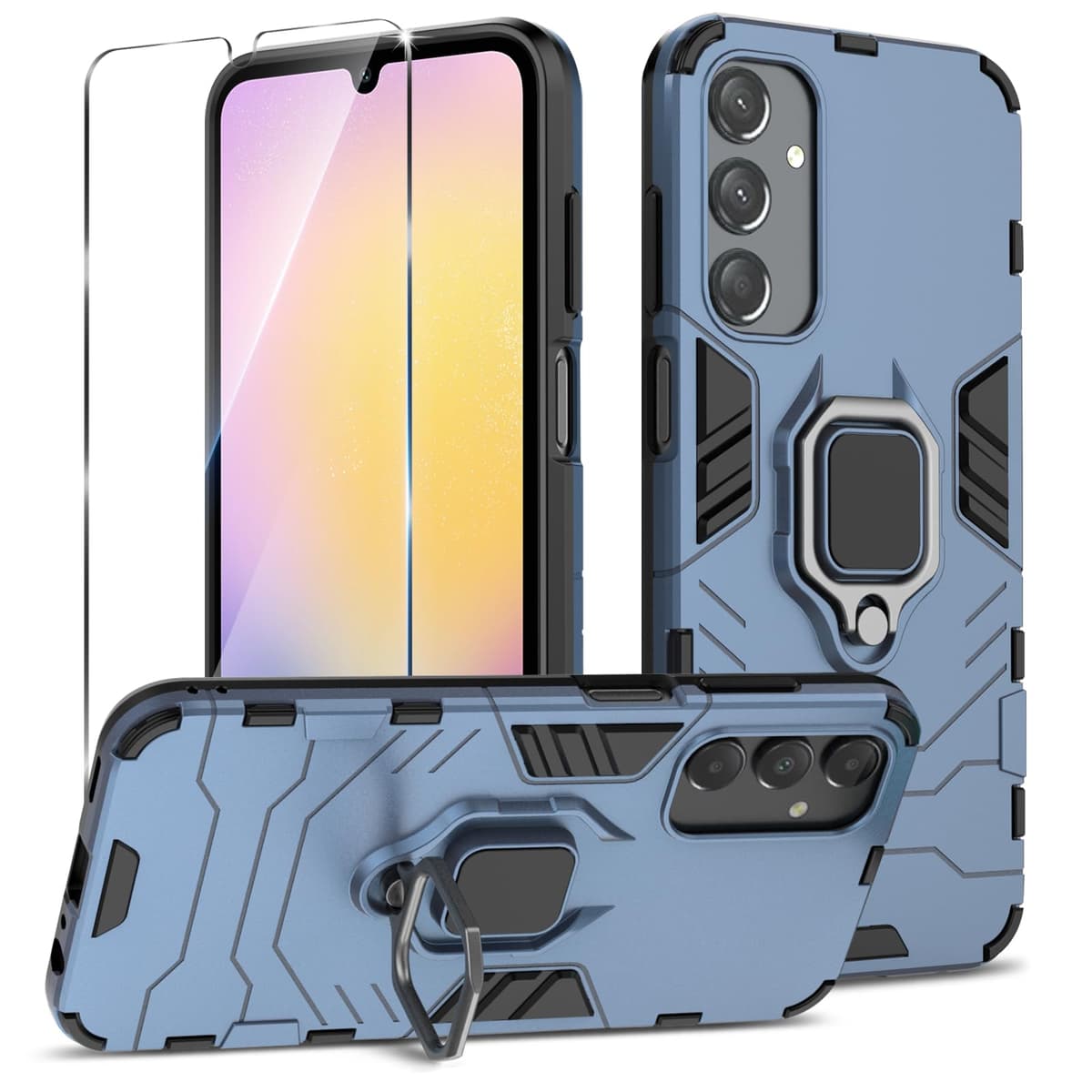 Funda para CMF Phone 2 Pro, Carcasa Antigolpes con Soporte anular metálico, Case Protectora de Grado Militar, Negro — view 309
