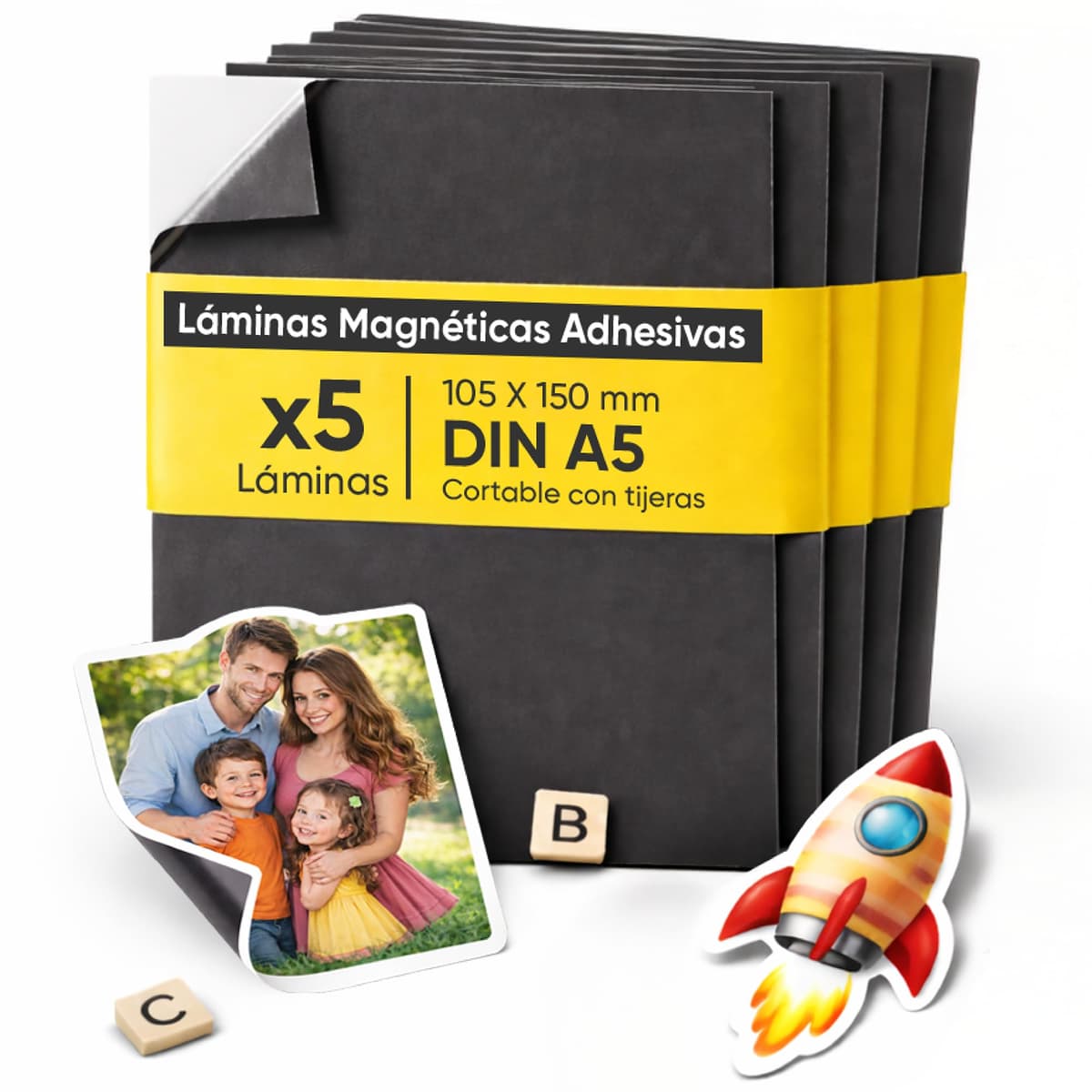 PREVIS Lámina Magnética Autoadhesiva DIN A5 (210 x 148 mm) – Hojas Imantadas Adhesivas para Fotos, Manualidades y Carteles – Película Magnética para Hogar, Escuela y Oficina (Pack 10 Unidades) — view 6