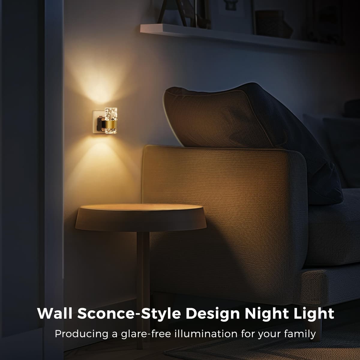 LOHAS-LED Plug in Night Light, Acrylic Night Light with Dusk to Dawn Sensor, Adjustable Brightness 0-100LM, Warm White 3000K, Plug in Nightlight for Hallway, Bathroom, Stair, Bedroom[1 Pack] — view 5