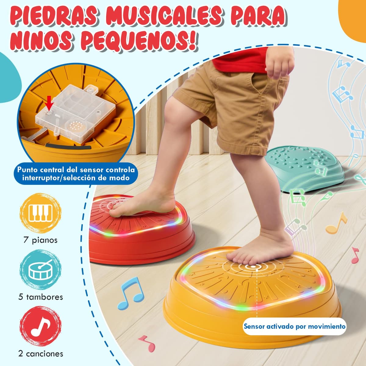 Lehoo Castle Piedras Equilibrio Niños con Luces y Música, Stapelstein Tabla de Equilibrio para Niños, Antideslizante Juguetes para Jardín, Juguetes de Exterior — view 3
