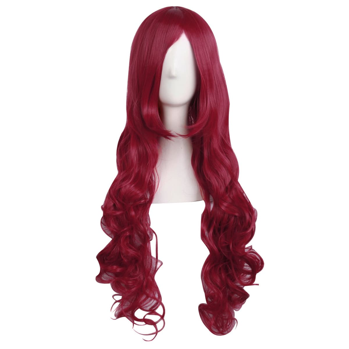 MapofBeauty 24 Pulgada/60 cm Largo Lacio Peluca Con Flequillo Sintética Cabello Heat Resistente Para Fiesta de Cosplay (Rosa Caliente) — view 23