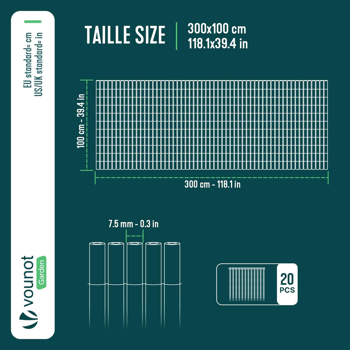 VOUNOT® Cañizo de PVC Imitación a Mimbre Cerramiento Mimbre Artificial en PVC Alta Durabilidad con Bridas Cañas Enteras de 7,5 mm Valla de Decoración Jardín Terraza Ocultación Exterior 1x3M Antracita — view 3