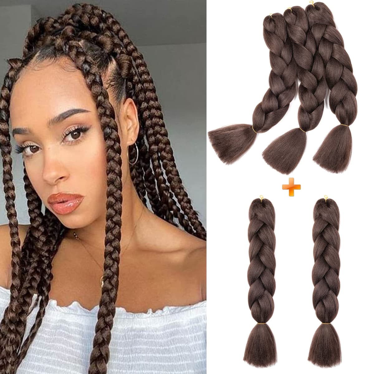 60cm Extensiones de Pelo Trenzas Africanas Castaño Oscuro Extensiones para Trenzas Africanas 1 pcs 100g Kanekalon Pelo para Trenzas Africanas Sintetico Extensiones de Trenzado Cabello Braiding — view 47
