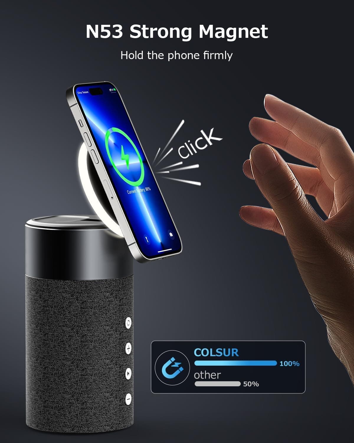 COLSUR Bluetooth Speaker, Wireless Charger, Bluetooth Speakers with Night Light, 2 in 1 Wireless Charging Station for iphone16/15/14/13/12 Series, for Air-Pods Pro/3/2（Gift Ideal） — view 3