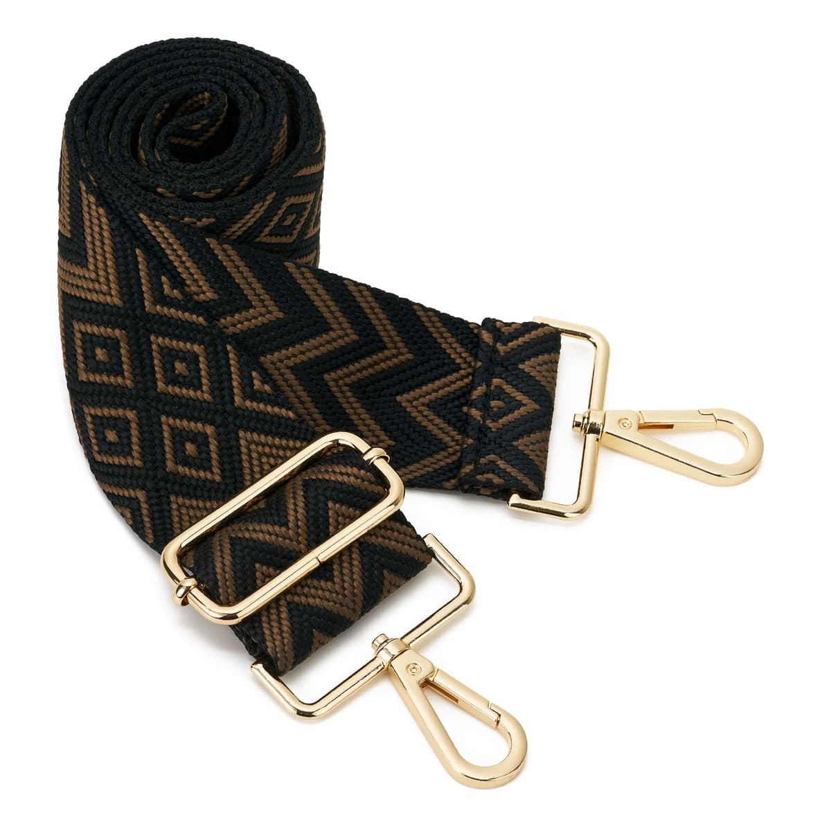 ZOOEASS Wide Shoulder Strap, Guitar Style Adjustable Purse Strap with Gold Buckle Replacement Woven Crossbody Straps for Handbags((3.8CM) Shining Black) — view 67