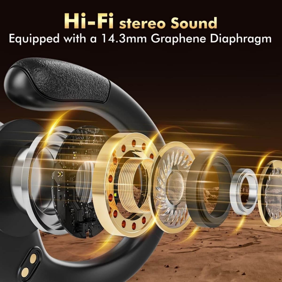 HAOYUYAN Wireless Earbuds, Sports Bluetooth Headphones, 80Hrs Playtime Ear Buds with LED Power Display, Noise Canceling Headset, IPX7 Waterproof Earphones for Workout/Running — view 2