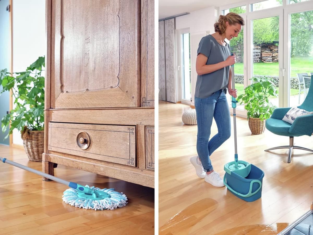 Leifheit Set de fregona rotatoria Clean Twist Disc Mop Ergo 2.0, fregona giratoria con cabezal Micro Duo, set de limpieza en húmedo — view 4