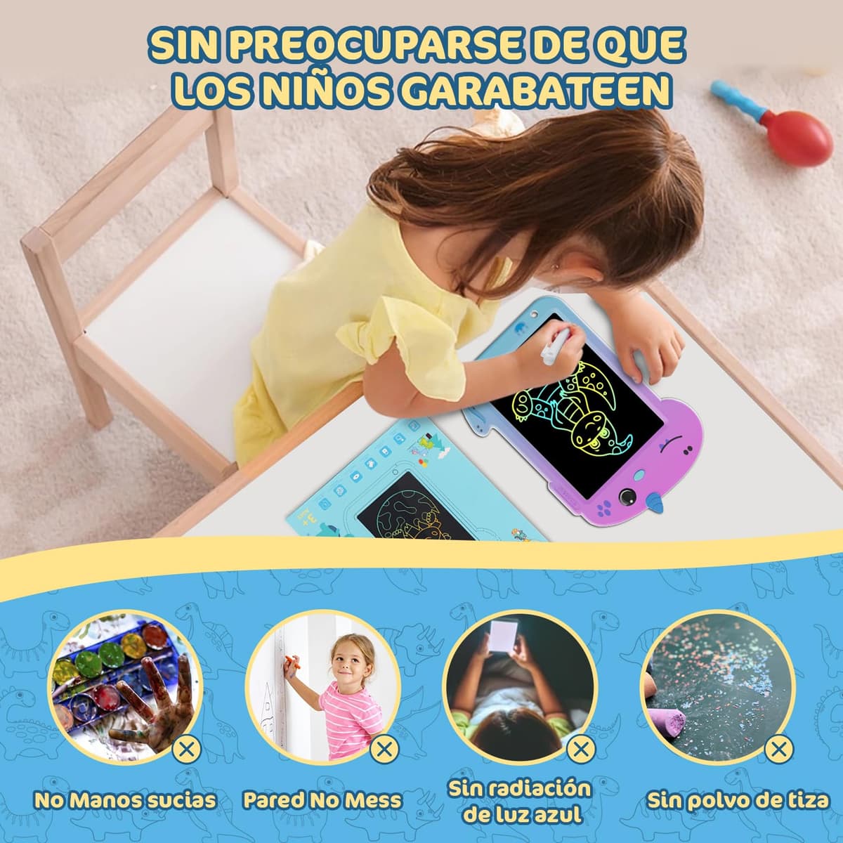 Tablet de Escritura LCD, Electight Tablet Escritura Pantalla Colorido, Juguetes Educativo con Borrable y Bloqueo Función, para Niñas y Niños de 3 4 5 6 7 Años, Morado Degradado — view 4