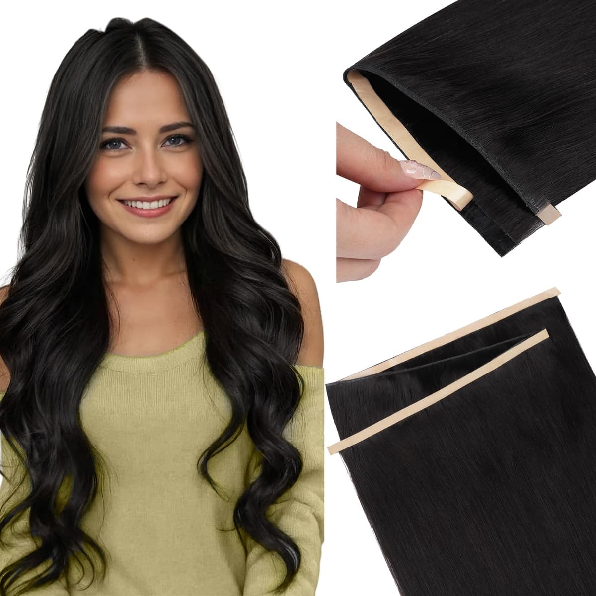DOORES Tape in Hair Extensions Human Hair, Balayage Dark Brown to Chestnut Brown 50g 20pcs 18 Inch, Human Hair Extensions Natural Remy Straight Skin Weft — view 36