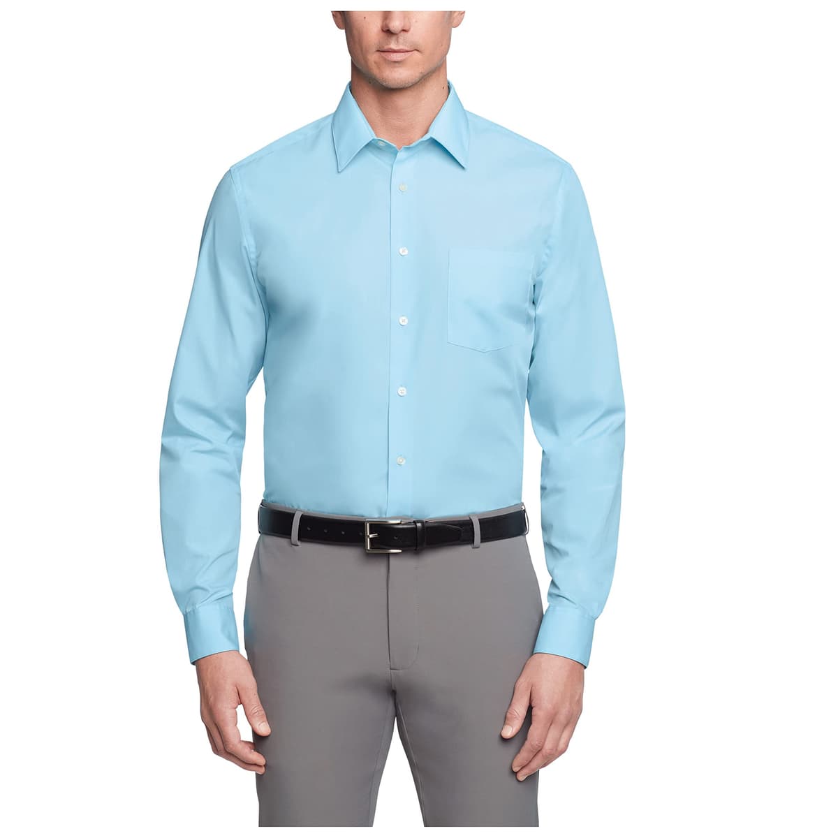 Van Heusen Mens Dress Shirt Regular Fit Poplin SolidDress Shirt — view 28
