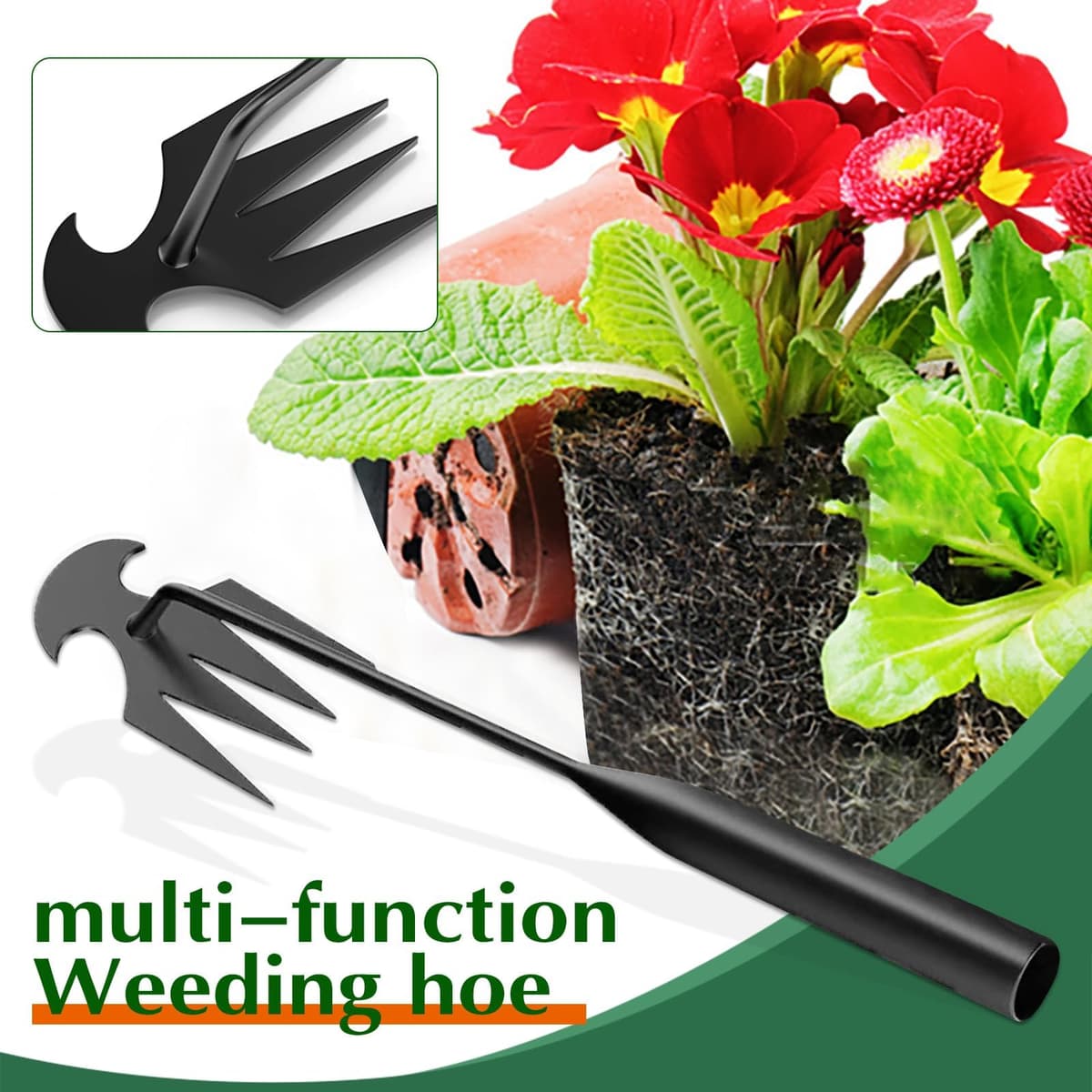 Garden Weed Extractor, Stainless Steel Manual Weeder, Remove Weed Weeds Garden, Manual Weeding Tool, Weeding Rake for Patio, Lawn, Gardening — view 4