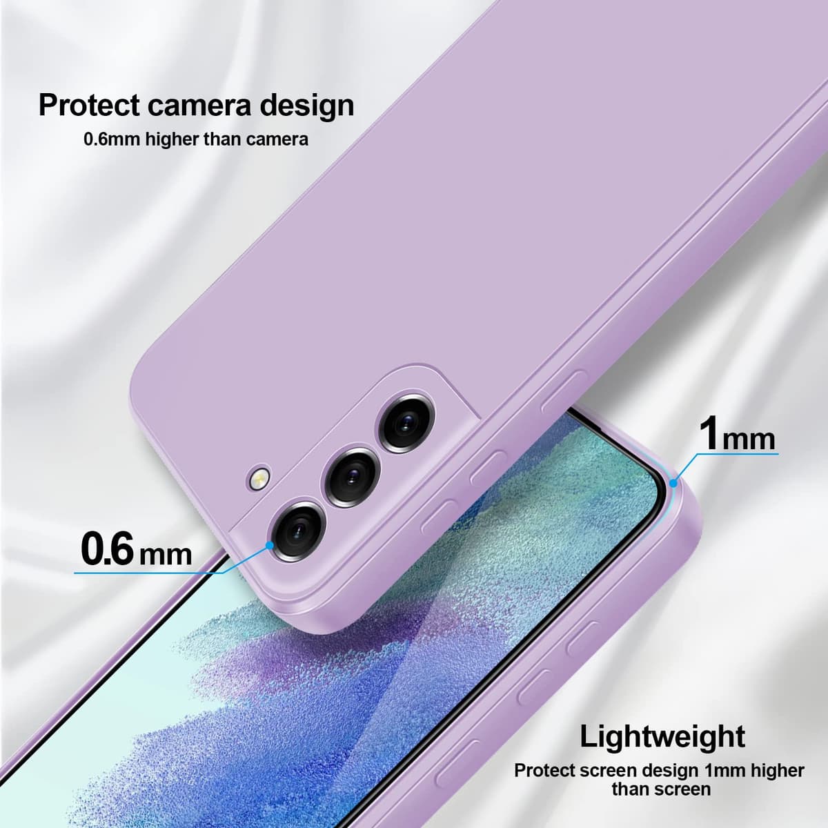 GiiYoon Case Compatible with Samsung Galaxy S21 FE, Silky-Soft Touch Full-Body Protective Phone Silicone Case, Shockproof Cover with Microfiber Lining, Purple — view 3