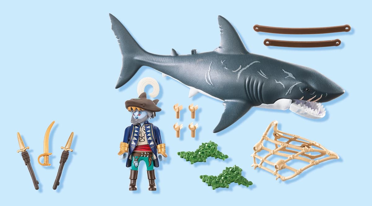 PLAYMOBIL | Pirates | Peligro con el tiburón Gigante | Juguete Pirata | Figuras de Juguete | Juguete para niños y niñas a Partir de 4 años | 71793 — view 3