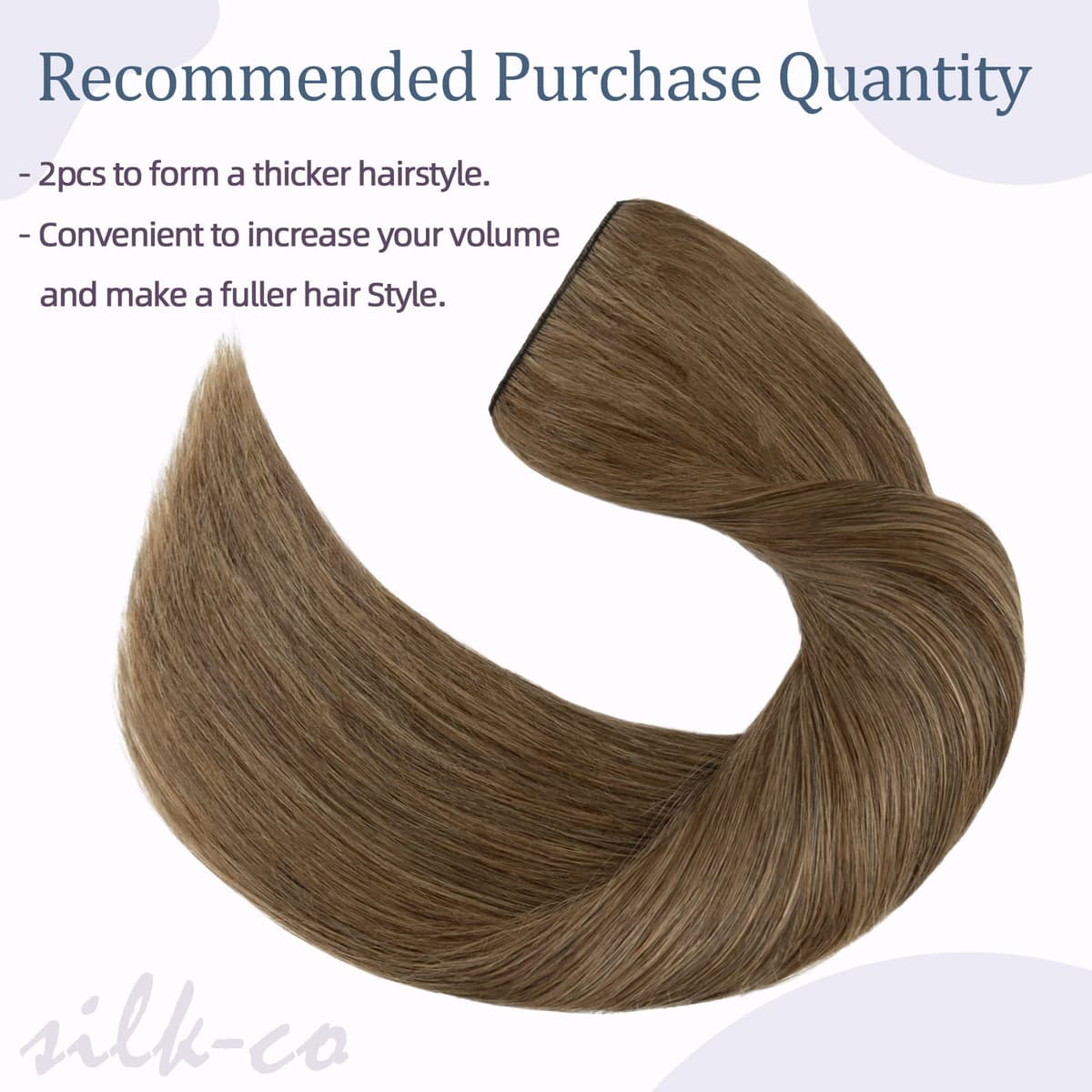Silk-co 10inch Hair Extensions Clip in Hair Extension Human Hair #04 Medium Brown -Basic Thickness-Thin Weft- 8 Pieces Real Remy Straight Hair Extensions[50g] — view 225