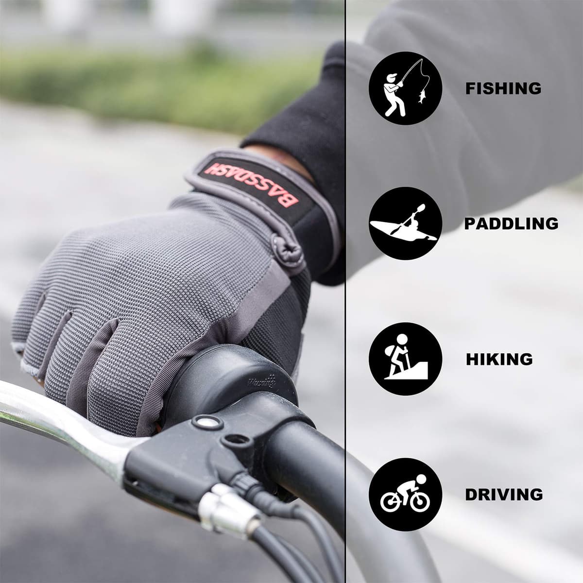 Bassdash Astro Heavy-Duty Sure Grip Guanti da Pesca Uomo Donna Guanti Senza Dita per Pesca Sportiva Kayak Paddling Vela MTB — view 4
