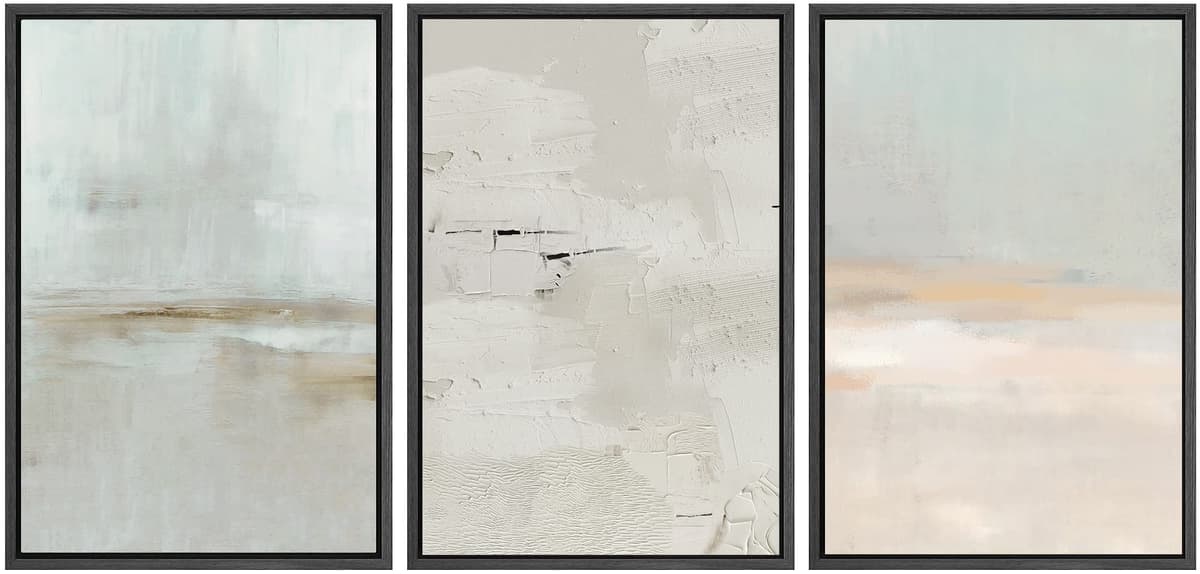 SIGNWIN Framed Canvas Print Wall Art Set Coastal Serenity Abstract Seaside Illustrations Modern Art Decorative Rustic Calm/Zen for Living Room, Bedroom, Office - 24"x36"x3 Natural — view 9
