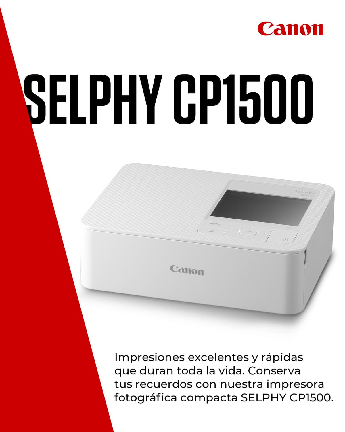 Canon Kit de Papel para Impresora fotográfica portátil SELPHY CP1500, Blanco - Impresora Bluetooth inalámbrica con Accesorios - Compacta y Ligera - con 54 Hojas de Papel 4x6 — view 2