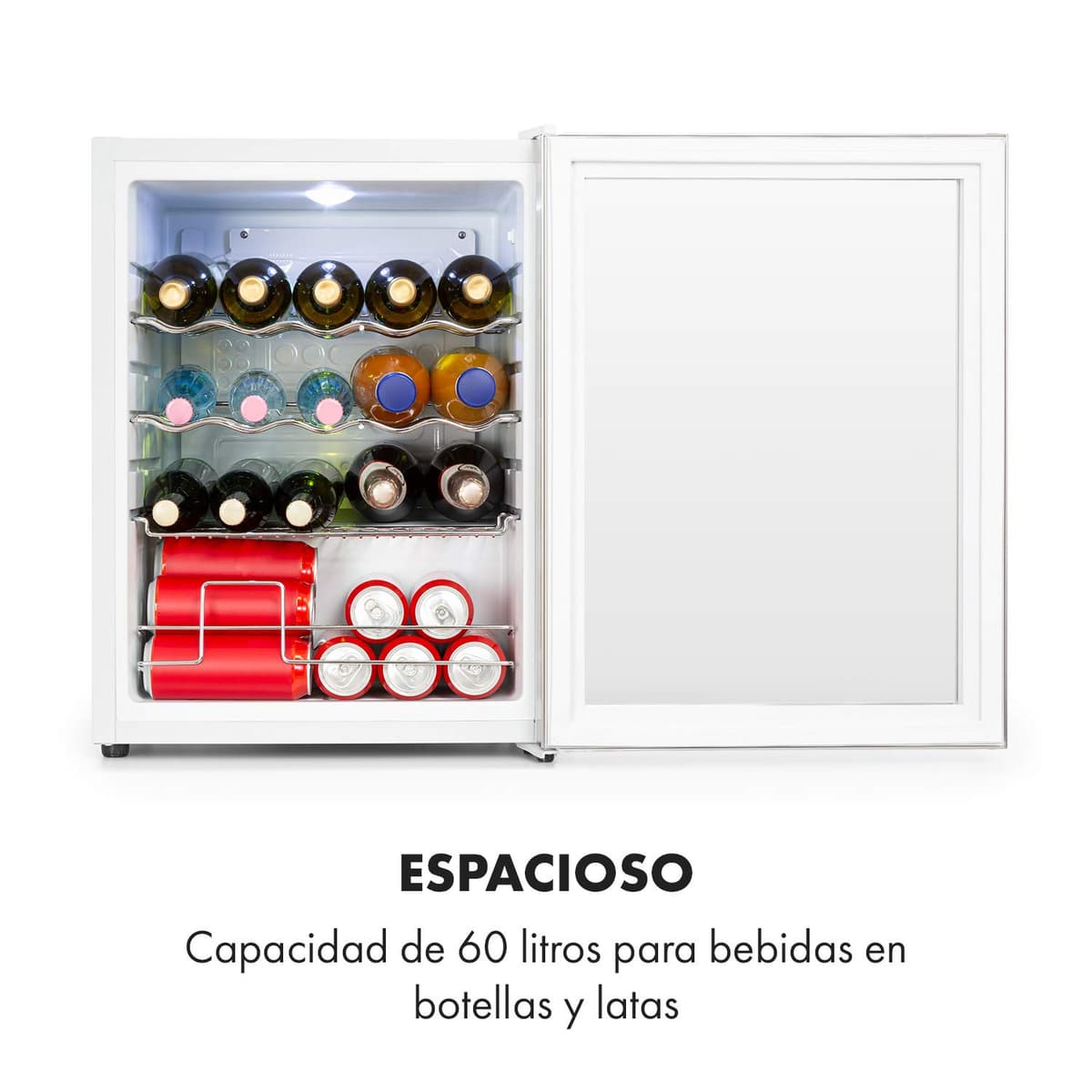 KLARSTEIN Nevera Pequeña Portatil Electrica para Bebidas, Mini Frigorifico con Estantes y Puerta de Cristal Habitaciones, 60L — view 3