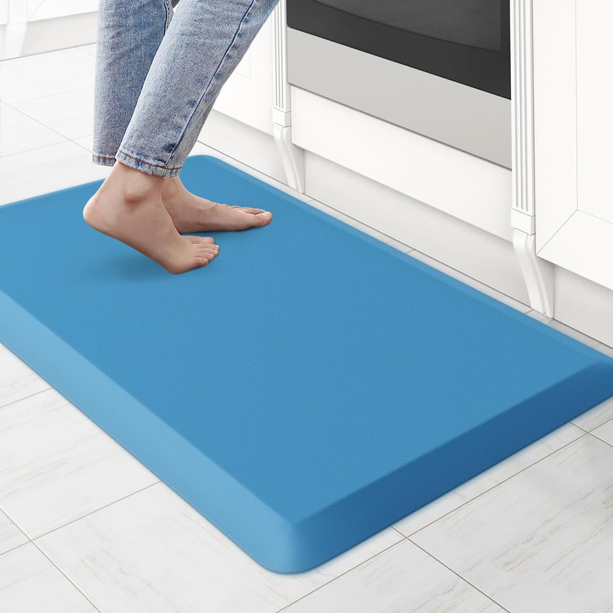 KitchenClouds Kitchen Mat Cushioned Anti Fatigue Rug 17.3"x28" Water Resistant Non Slip Standing Desk Mat Comfort Floor Mats for Kitchen House Sink Office (Khaki) — view 33