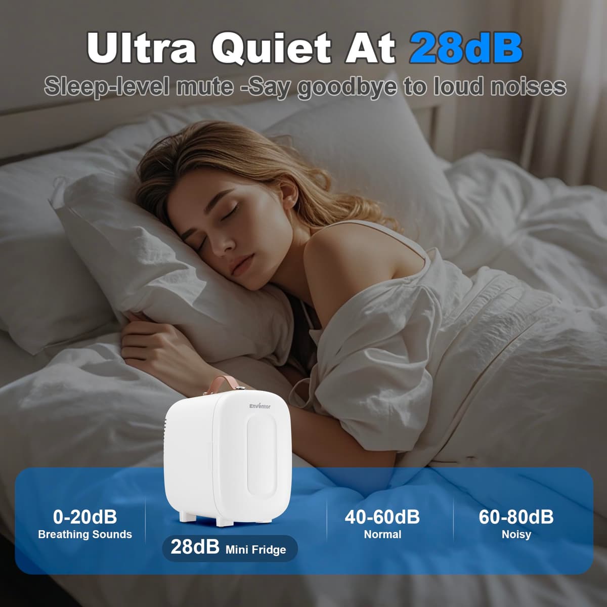 Enventor Mini Fridge 4 Litre/ 6 Can, AC+12V DC Power, Portable Cooler & Warmer, Small Fridge for Bedrooms, Car, Skincare, Fruit and Drinks, White — view 5