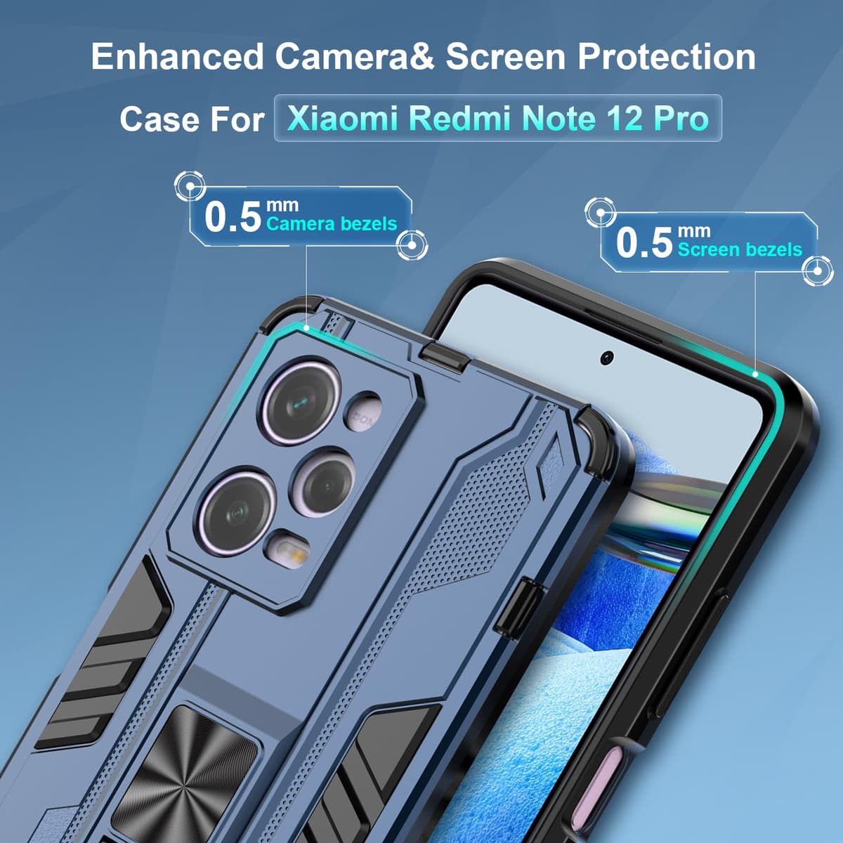 Funda para CMF Phone 2 Pro, Carcasa Antigolpes con Soporte anular metálico, Case Protectora de Grado Militar, Negro — view 1499