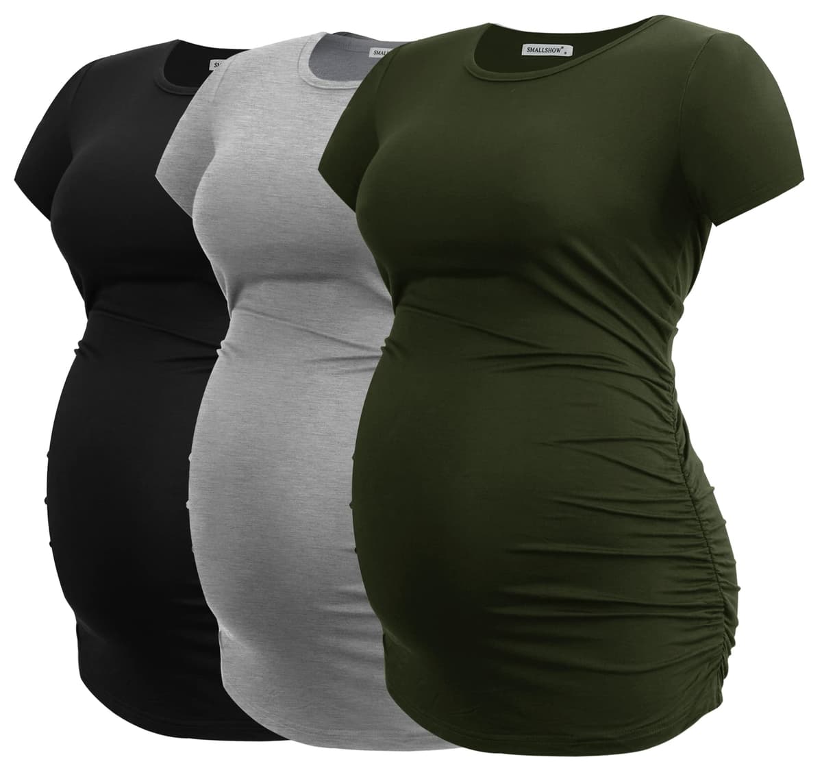 Smallshow Maternity Clothing Tops Side Ruched Pregnancy Clothes for Women 3-Pack — view 19