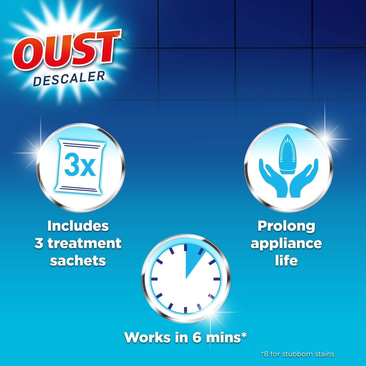 Oust Powerful All Purpose Descaler, New Formula, Limescale Remover – Optimal for Kettles, Coffee Machines, Irons and Shower Heads, 3 pack, unscented — view 2