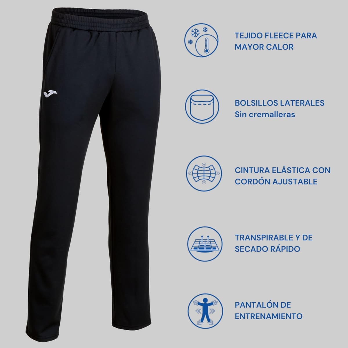 Joma Pantalón Largo Deportivo Hombre, 5XS - 3XL - Bolsillos y Cintura Elástica con Cordón - Cleo II — view 2