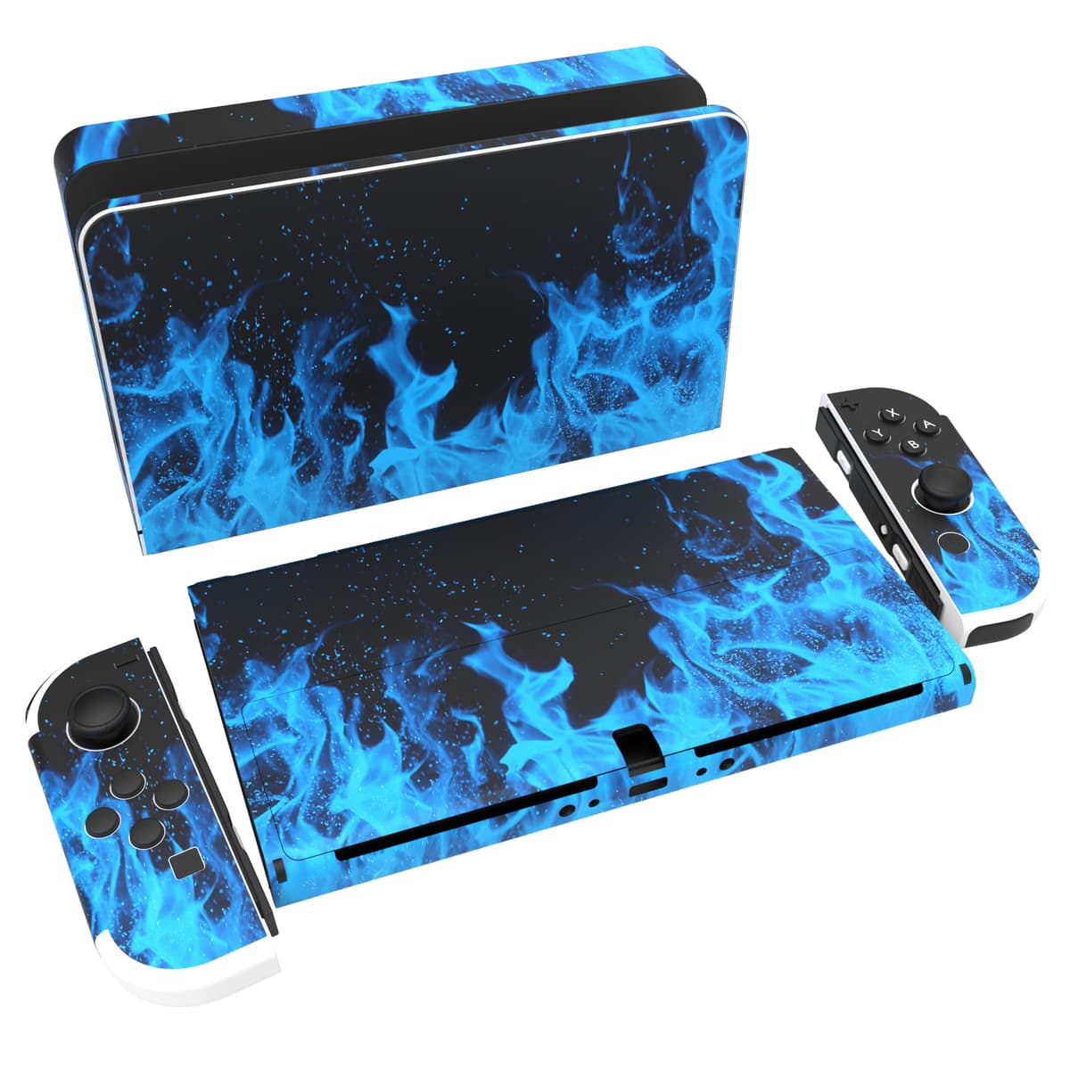 playvital Full Set Protective Stickers for Nintendo Switch OLED Model, Customized Vinyl Decal Skins for Switch OLED Console & Joycon & Dock & Grip - Nebula Galaxy — view 21