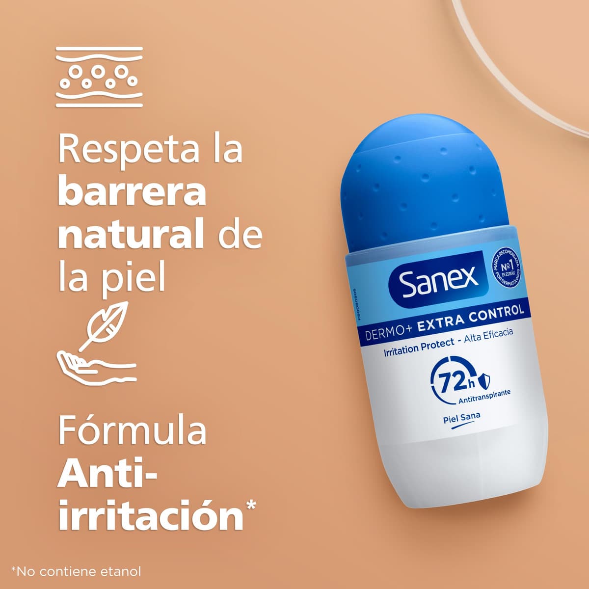 Sanex Dermo+ Extra Control Desodorante Antitranspirante Roll-On 72 Horas 6x50 ml– protección efectiva contra el sudor y el mal olor – dermatológicamente testado– contiene 0% alcohol* — view 3