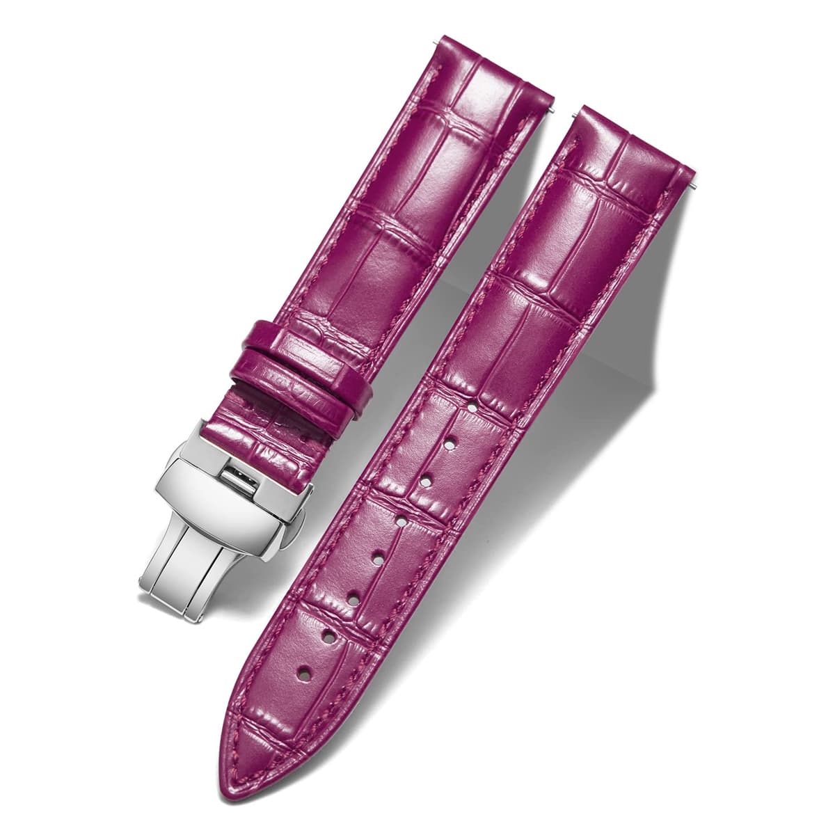 BINLUN Correa de Reloj de Cuero Correa de Piel Repuesto para Hombres/Mujeres con Hebilla de Despliegue Mariposa Plata/Oro/Oro Rosa 12mm-24mm 10 Colores — view 35
