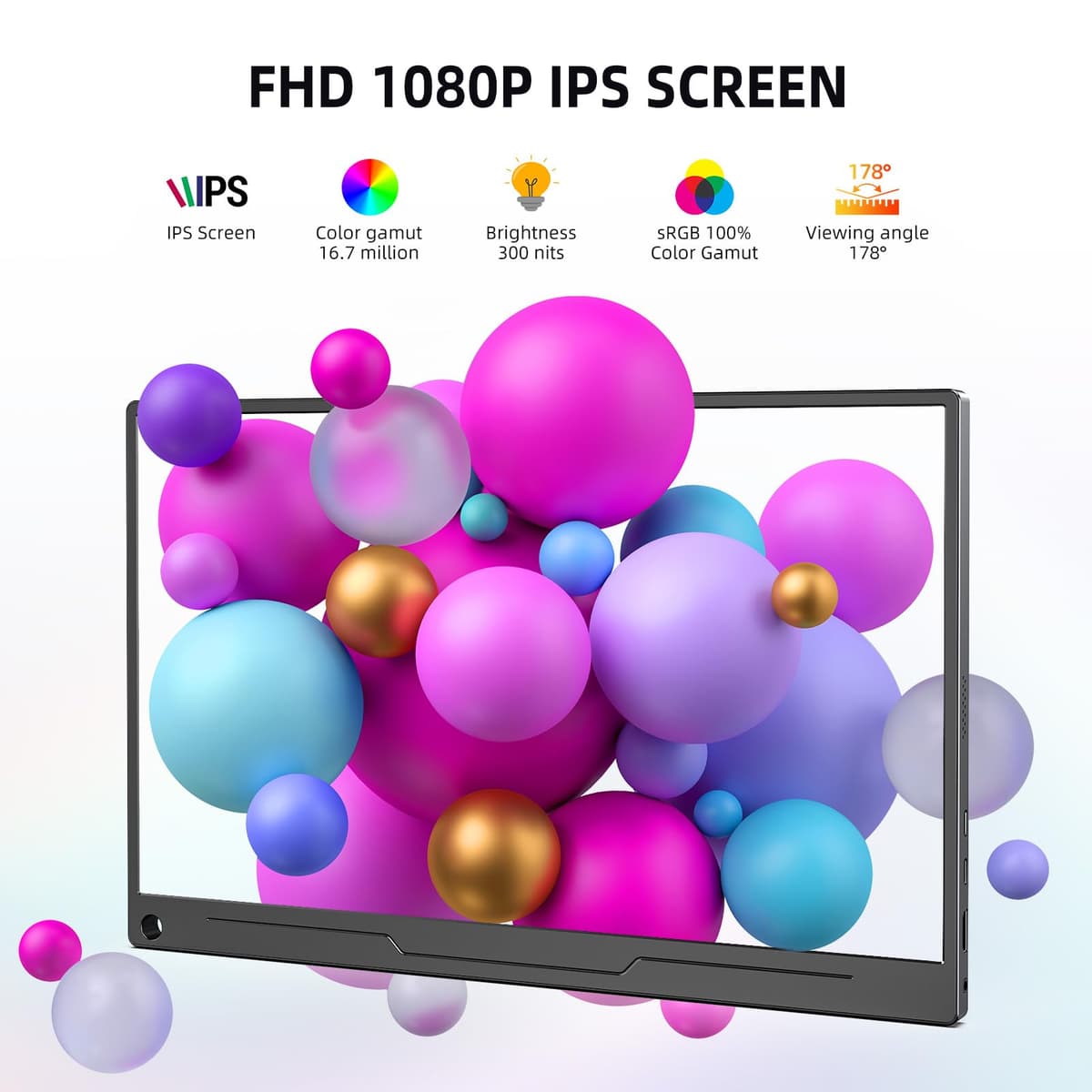UPERFECT Portable Monitor FHD 1080P 15.6 Inch Monitor IPS Display Matte Screen, with Standard HDMI/Type-C, Support VESA, Second Display for Laptop/PC/PS/Phone, with Smart Cover — view 2