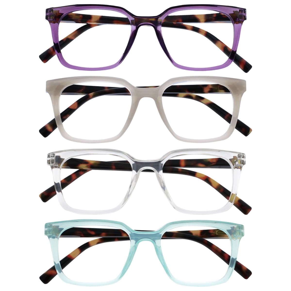OPULIZE KOI Reading Glasses - Elegant Wide Rectangular Frame - Optimum Vision - Men Women - Spring Hinges, 1 Pack - Aqua — view 21