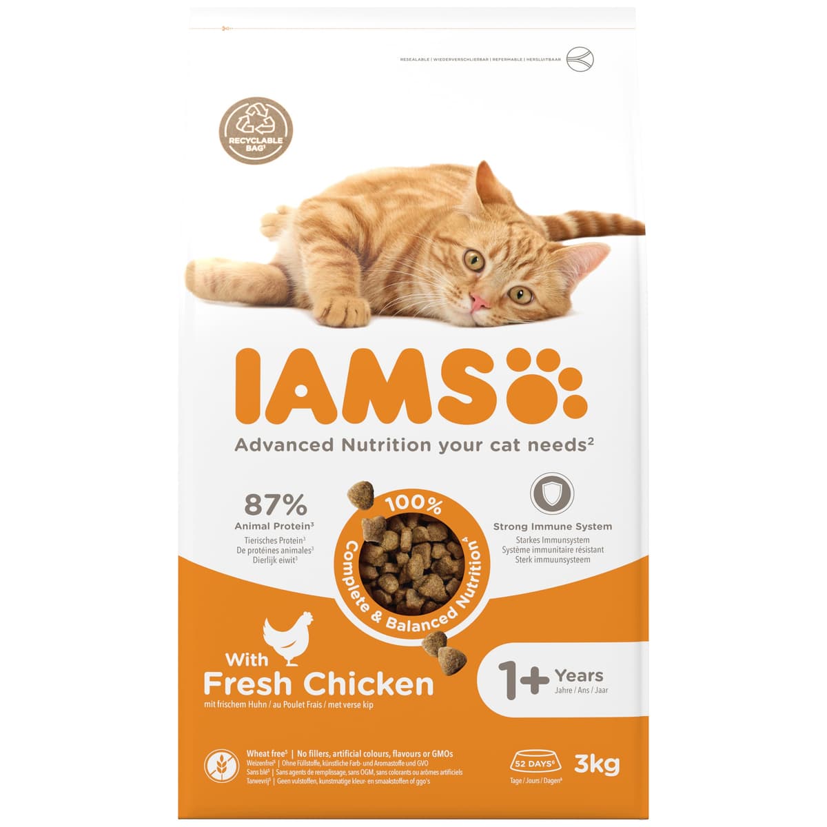 IAMS Adult Complete Dry Cat Food Chicken 3kg - Supports Strong Immune System — view 2